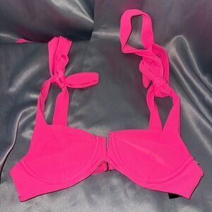 Beach Riot Vibrant Pink Tie-Strap Bikini Top